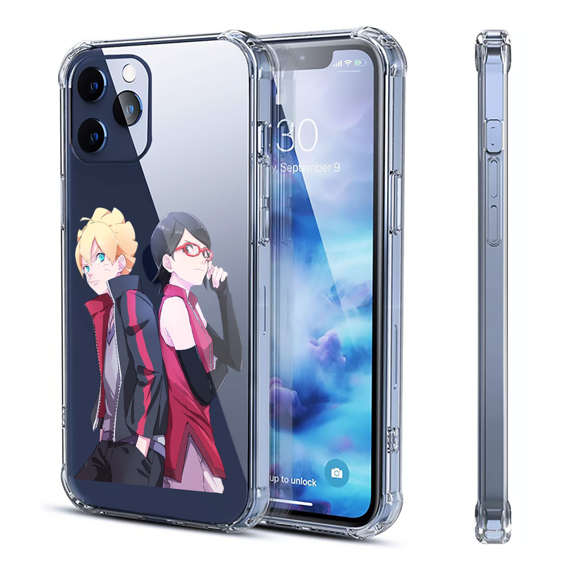 （画像用） NARUTO -ナルト- うちは サラダ Uchiha Sarada 【iPhone 12シリーズ対応】透明スマホケース（クリアソフトケース）